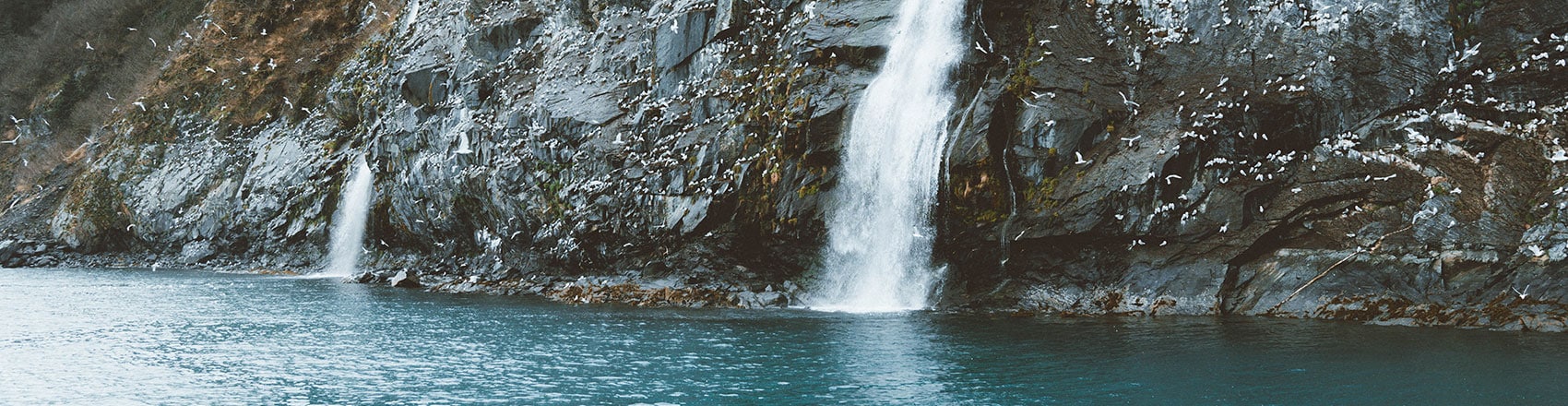 Beautiful waterfall in Prince William Sound.